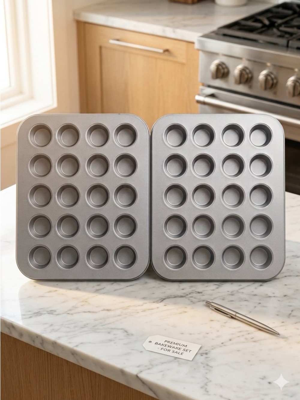 Non-Branded Gray 24-Cup Mini Muffin Pan Set